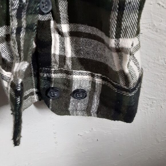 Stanley Mens 2XL Green Plaid Flannel Long Sleeves Cotton Blend Shirt Work - Picture 5 of 8